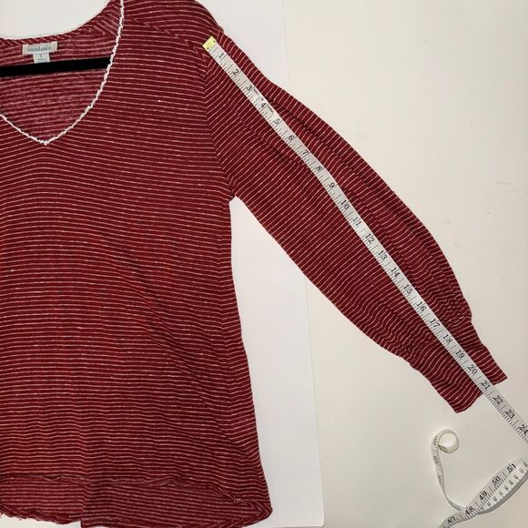 Sundance Mariner Journey 100% Linen Long Sleeve Slub Knit Blouse Rust Red Top S - Picture 10 of 13